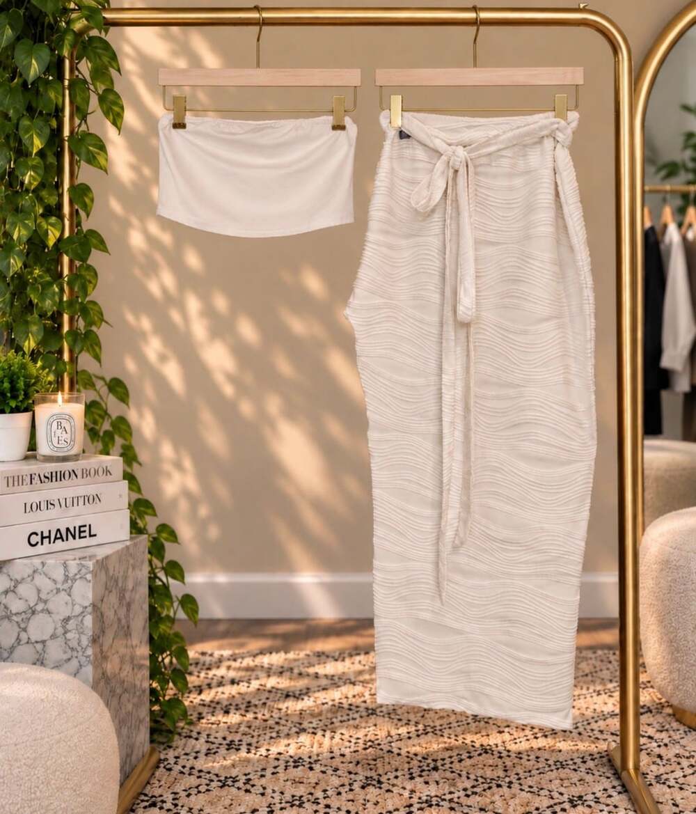 Ivory Cabana Slit Maxi Skirt,